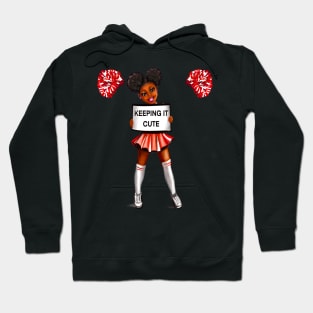 Inspirational motivational affirmation black anime girl cheerleader with Afro hair in puffs, brown eyes and dark brown skin side profile. Hair love ! Hoodie